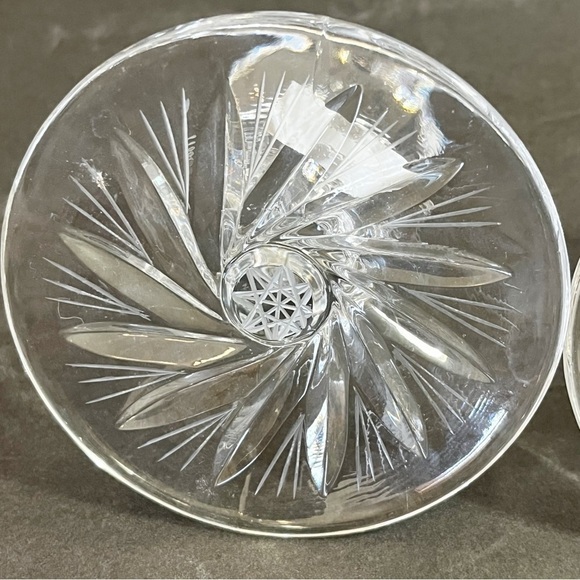 Irena Poland Crystal Taper Candle Candlestick Holders Vintage MCM Short Pair 2x - Picture 6 of 9